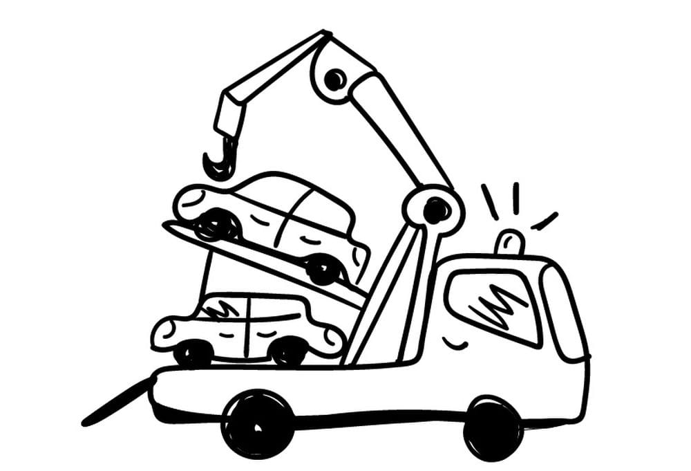 illustration με γερανό που μεταφέρει αυτοκίνητα
